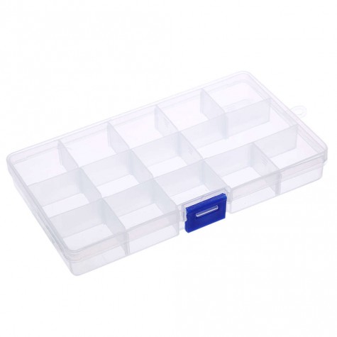 15 Grids Removable Plastic Storage Box Jewelry/Earring/Tools Container Case