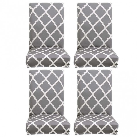 Printing Stretch Chair Cover Elastic Slipcover Hotel Home Decoration Grey