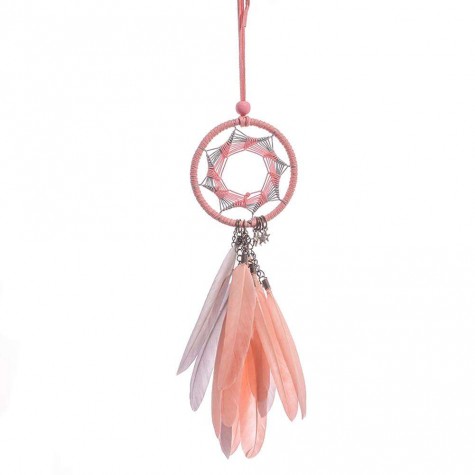 Pink Feather Dream Catcher Car Pendant Crafts Home Wall Hanging Decoration