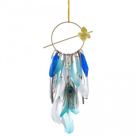 Nordic Feather Dream Catcher Car Pendant Romantic Wall Hanging Decor (A)