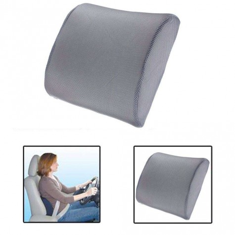 Memory Foam Lumbar Back Support Cushion Pillow for Home Car Auto Seat Gray