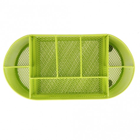 Desk Organizer 9 cells Metal Black Mesh Desktop Office Pen (Green)