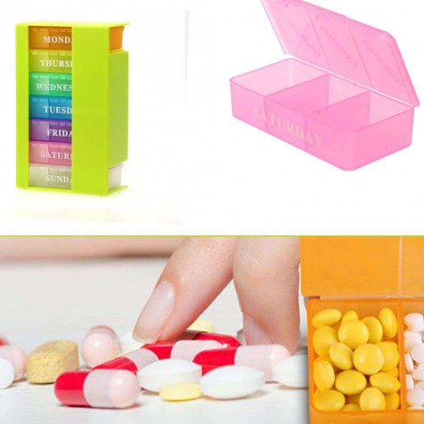 Weekly 7 Days Colorful Pill Box Medicine Storage Organizer Holder Kit