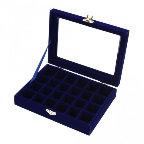 Velvet Glass Jewelry Display Box Tray Holder Storage Box Organizer