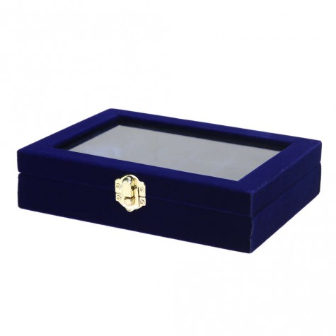 Velvet Glass Jewelry Display Box Tray Holder Storage Box Organizer