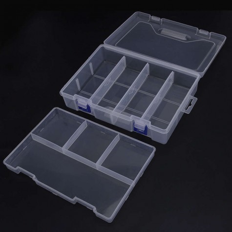 Double Layer 8 Grid Transparent Plastic Storage Box Hardware Tool Box