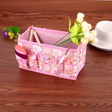 Large Capacity Foldable Multifunction Make Up Cosmetics Storage Box(Pink)