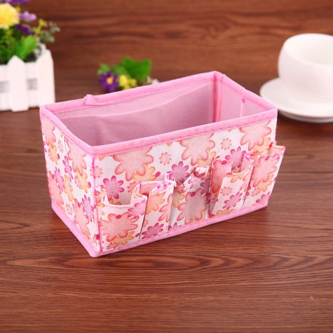 Large Capacity Foldable Multifunction Make Up Cosmetics Storage Box(Pink)