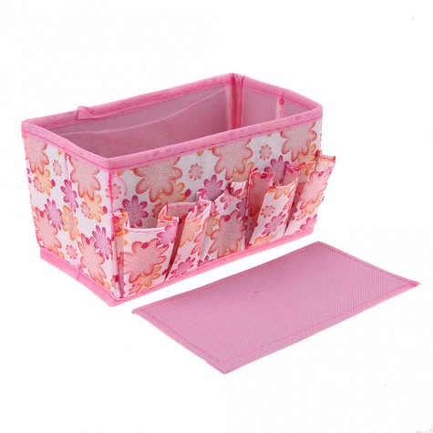 Large Capacity Foldable Multifunction Make Up Cosmetics Storage Box(Pink)