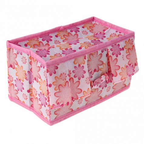 Large Capacity Foldable Multifunction Make Up Cosmetics Storage Box(Pink)