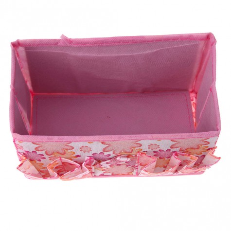 Large Capacity Foldable Multifunction Make Up Cosmetics Storage Box(Pink)