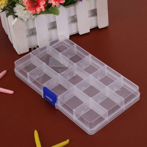 15 Grids Removable Plastic Storage Box Jewelry/Earring/Tools Container Case