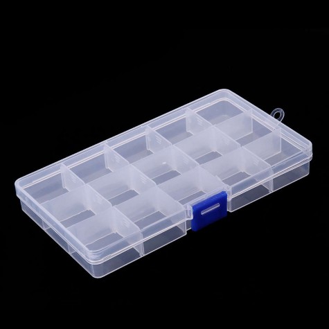 15 Grids Removable Plastic Storage Box Jewelry/Earring/Tools Container Case