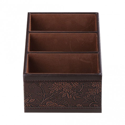 PU Storage Box Container Case Flower Patterned with 3 Compartments