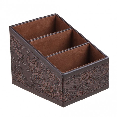 PU Storage Box Container Case Flower Patterned with 3 Compartments