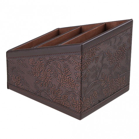 PU Storage Box Container Case Flower Patterned with 3 Compartments