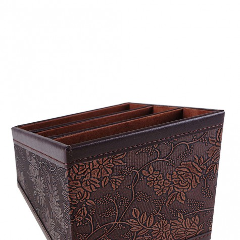 PU Storage Box Container Case Flower Patterned with 3 Compartments