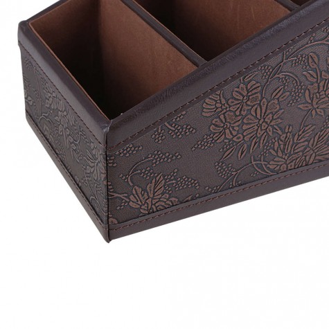 PU Storage Box Container Case Flower Patterned with 3 Compartments