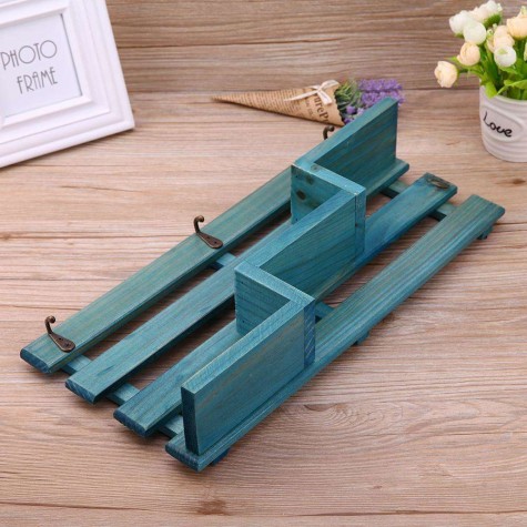 Wood Wall Mounted Shelf Holder Storage Organizer Home Decor(Blue)