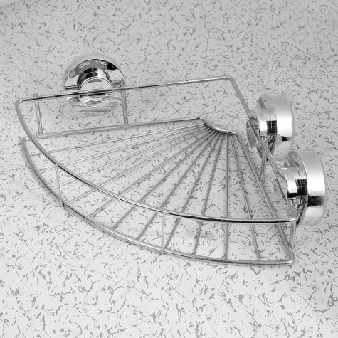 Triangle Stainless Steel Vacuum Suction Cup Kitchen Bathroom Shelf Storage