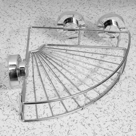 Triangle Stainless Steel Vacuum Suction Cup Kitchen Bathroom Shelf Storage