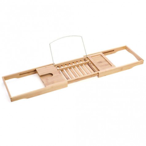 Luxury Bamboo Bath Bridge Tub Caddy Tray Rack Bathroom Shelf Holder Slim