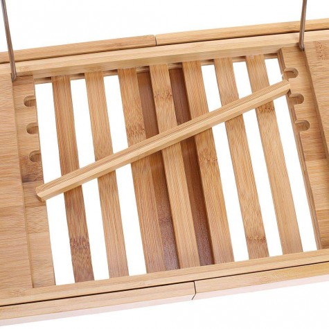 Luxury Bamboo Bath Bridge Tub Caddy Tray Rack Bathroom Shelf Holder Slim