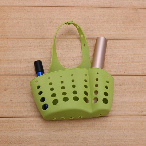 Housing Kitchen Shelves Rack Kitchen Sponge Holder Storage Basket(Green)