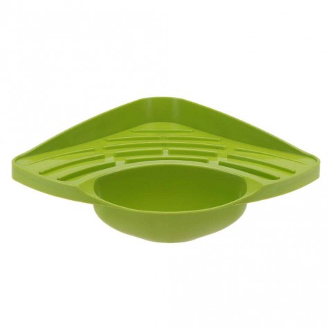 Sucker Type Triangle Draining Tank Rack Holder Bath Storage Shelf(Green)