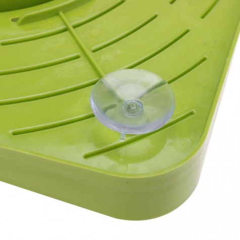 Sucker Type Triangle Draining Tank Rack Holder Bath Storage Shelf(Green)