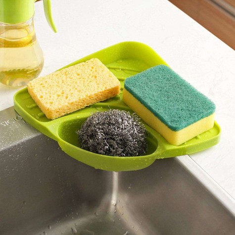 Sucker Type Triangle Draining Tank Rack Holder Bath Storage Shelf(Green)