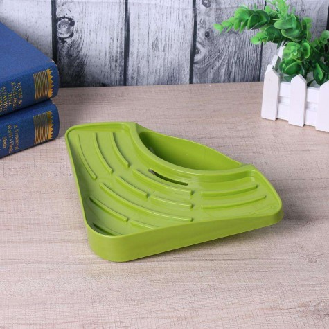 Sucker Type Triangle Draining Tank Rack Holder Bath Storage Shelf(Green)