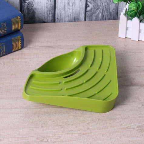 Sucker Type Triangle Draining Tank Rack Holder Bath Storage Shelf(Green)