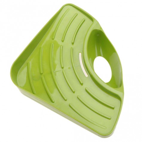 Sucker Type Triangle Draining Tank Rack Holder Bath Storage Shelf(Green)