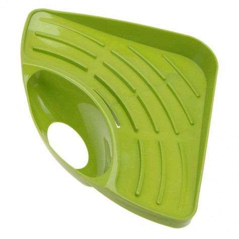 Sucker Type Triangle Draining Tank Rack Holder Bath Storage Shelf(Green)