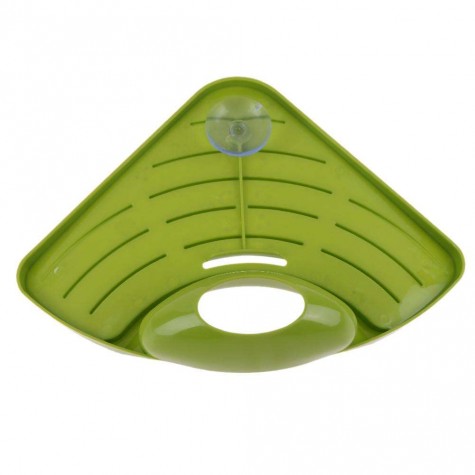 Sucker Type Triangle Draining Tank Rack Holder Bath Storage Shelf(Green)