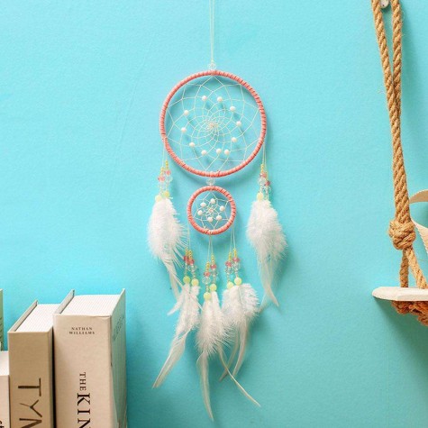 Windbell Feather Dream Catcher Net Beads Dreamcatcher Crafts Home Car Decor