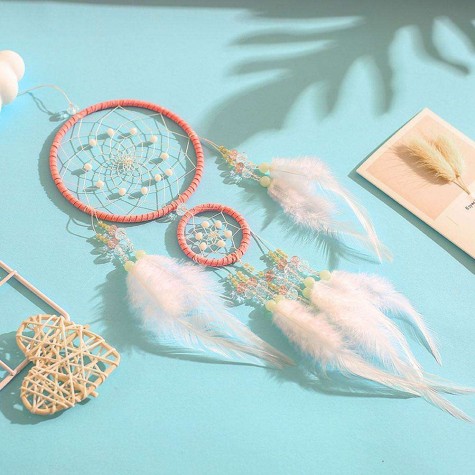 Windbell Feather Dream Catcher Net Beads Dreamcatcher Crafts Home Car Decor