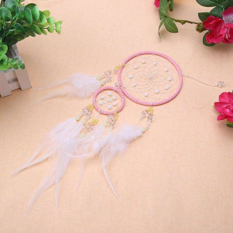 Windbell Feather Dream Catcher Net Beads Dreamcatcher Crafts Home Car Decor