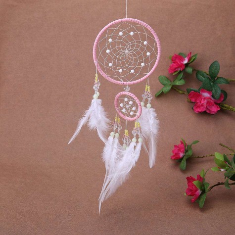 Windbell Feather Dream Catcher Net Beads Dreamcatcher Crafts Home Car Decor