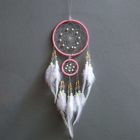 Windbell Feather Dream Catcher Net Beads Dreamcatcher Crafts Home Car Decor