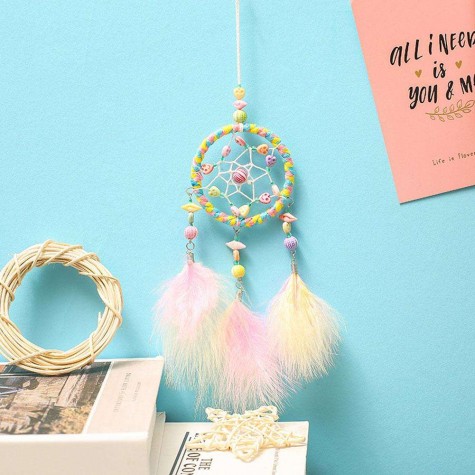 DIY Feathers Handicraft Dreamcatcher Handmade Dream Catcher Net Wall Decor