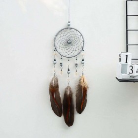 Silver Feathers Dreamcatcher Handmade Dream Catcher Net Wall Hanging Decor