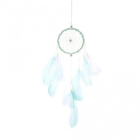 Green DIY Feathers Dreamcatcher Handmade Dream Catcher Net Home Car Decor(B