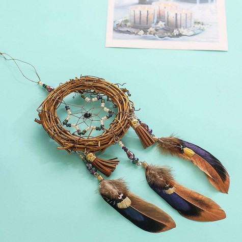 Tree Vine Feather Dream Catcher Wind Chimes Home Wall Hanging Decor