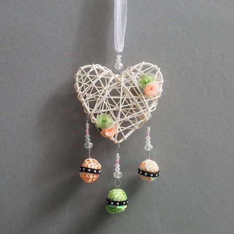 Heart Shaped Tree Vine Dream Catcher Handmade Wind Chimes Car Pendant Decor