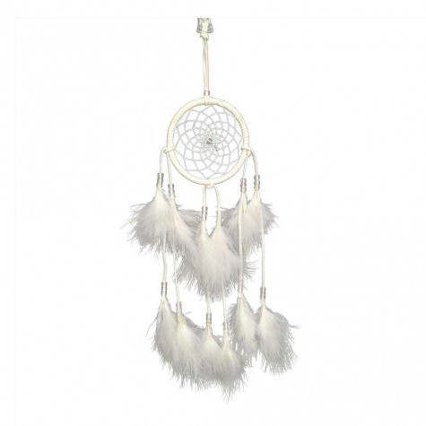 White Feather with Lamp Handmade Dreamcatcher Craft Dream Catcher Net Gift