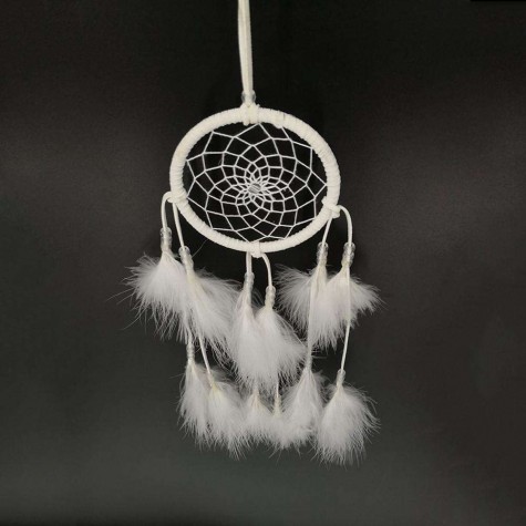 White Feather with Lamp Handmade Dreamcatcher Craft Dream Catcher Net Gift