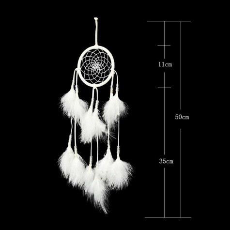 White Feather with Lamp Handmade Dreamcatcher Craft Dream Catcher Net Gift