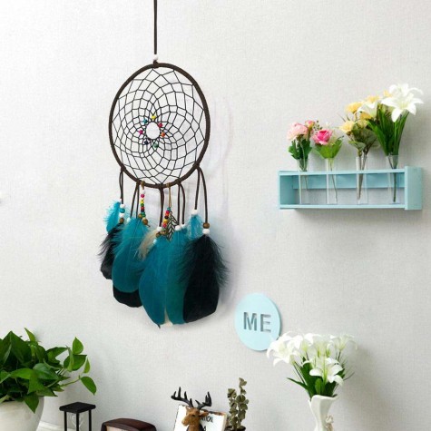 Feathers Beads Dream Catcher Net Handmade Dreamcatcher Home Decor (No LED)